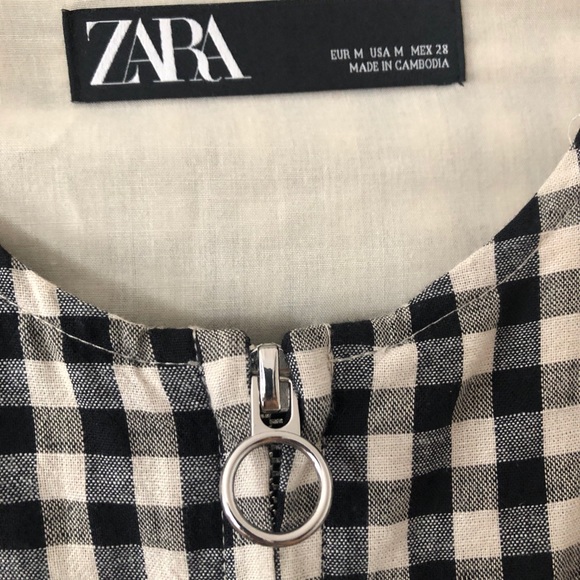 Zara Bomber Peplum Jacket Size M (black and white gingham) - Picture 2 of 2